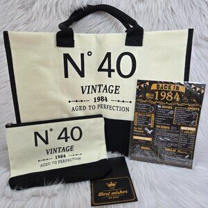 40th Birthday Vintage N40 Canvas Tote Bag & Cosmetic Bag & Poster